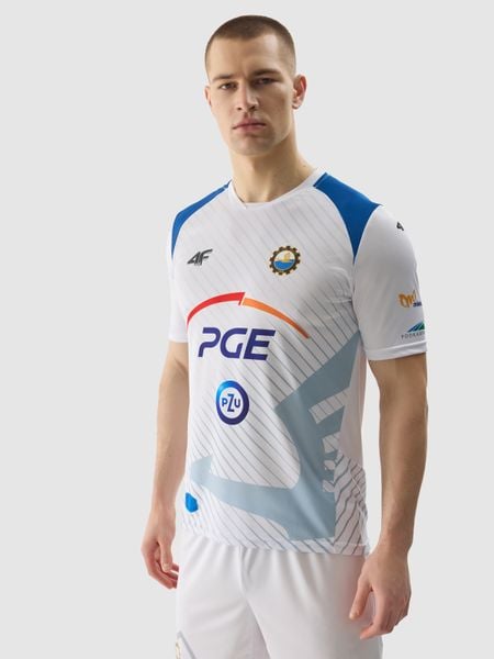 4F Koszulka klubowa z sezonu 22/23 męska 4F x Stal Mielec - multikolor S. Białe t-shirty 4F, m, z aplikacjami, z dzianiny, bez kołnierzyka, bez ramiączek. Za 199.99 zł.