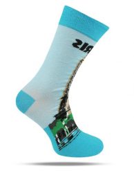 Skarpetki Bawełniane - Tematyczne - Paryż, Wieża Eiffla. Niebieskie skarpety His Story, bez wzorów, z bawełny. Za 29.99 zł.