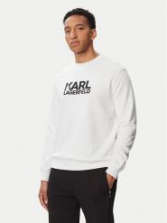 KARL LAGERFELD Bluza 705780 563917 Biały Regular Fit. Białe bluzy KARL LAGERFELD, m, bez wzorów, z bawełny, bez kaptura. Za 439.99 zł.