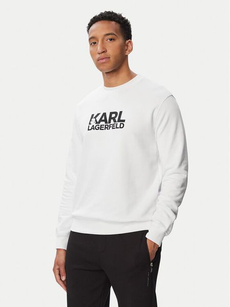 KARL LAGERFELD Bluza 705780 563917 Biały Regular Fit. Białe bluzy KARL LAGERFELD, m, bez wzorów, z bawełny, bez kaptura. Za 439.99 zł.