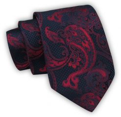 Krawat Alties (7 cm) - Granatowy w Duży Orientalny Wzór. Niebieskie krawaty i muchy Alties, bez wzorów, z tkaniny. Za 49.00 zł.