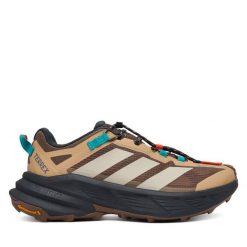 Trekkingi adidas. Brązowe buty trekkingowe Adidas, bez wzorów, z gore-texu, bez zapięcia. Za 649.99 zł.