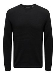 ONLY & SONS Sweter "Panter" w kolorze czarnym rozmiar: S. Czarne swetry nierozpinane Only & Sons, s, bez wzorów, z bawełny, bez kołnierzyka, bez ramiączek. Za 57.47 zł.