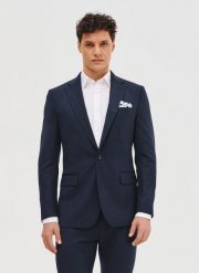 PAKO LORENTE – Granatowa marynarka garniturowa. Garnitury Pako Lorente, do pracy, m, bez wzorów, z elastanu. Za 1,299.99 zł.