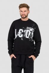 DSQUARED2 Czarna bluza Icon Splash Cool Fit Crewneck. Czarne bluzy Dsquared2, l, bez wzorów, bez kaptura. W wyprzedaży za 1,199.99 zł.