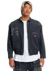 Kurtka wiatrówka męska Quiksilver x Stranger Things Mens Upside Down. Szare kurtki Quiksilver, l, bez wzorów, z bawełny, bez kaptura. Za 258.49 zł.