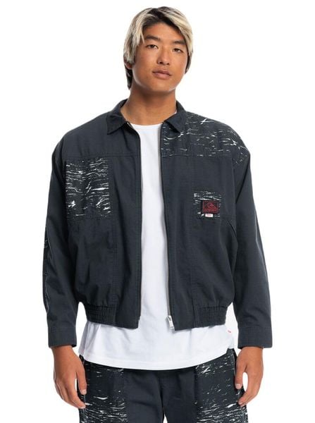 Kurtka wiatrówka męska Quiksilver x Stranger Things Mens Upside Down. Szare kurtki Quiksilver, l, bez wzorów, z bawełny, bez kaptura. Za 258.49 zł.
