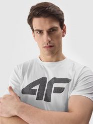 4F T-shirt regular z nadrukiem męski - biały 3XL. Białe t-shirty 4F, m, bez wzorów, z bawełny, bez kołnierzyka, bez ramiączek. Za 59.99 zł.