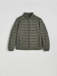 Pikowana kurtka ze stójką - jasnozielony. Zielone kurtki Reserved, l, bez wzorów, z tkaniny, bez kaptura. Za 159.99 zł.
