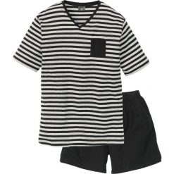Piżama z krótkimi spodenkami bonprix czarno-jasnoszary melanż w paski. Niebieskie piżamy marki Reserved. Za 24.99 zł.