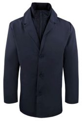 Krótki, Męski Płaszcz Przejściowy z Wysokim Kołnierzem - Brave Soul - Granatowy. Niebieskie płaszcze Brave Soul, na jesień, l, bez wzorów, z poliesteru, bez kaptura. Za 285.00 zł.