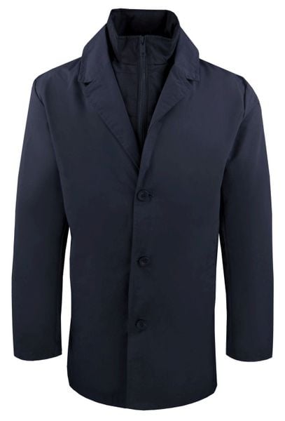 Krótki, Męski Płaszcz Przejściowy z Wysokim Kołnierzem - Brave Soul - Granatowy. Niebieskie płaszcze Brave Soul, na jesień, l, bez wzorów, z poliesteru, bez kaptura. Za 285.00 zł.
