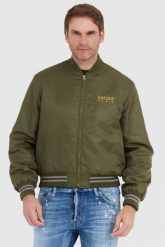 KENZO Zielona kurtka bomberka męska z żółtym logo. Zielone kurtki KENZO, l, bez wzorów, bez kaptura. W wyprzedaży za 1,759.99 zł.