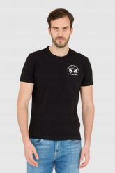 LA MARTINA Czarny męski t-shirt Regular Fit. Czarne t-shirty La Martina, m, bez wzorów, bez kołnierzyka, bez ramiączek. W wyprzedaży za 149.99 zł.