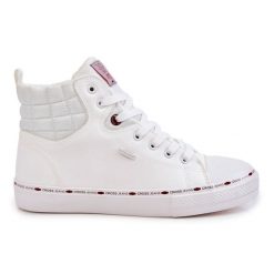 Trampki Męskie Wysokie Ocieplone Cross Jeans KK1R4056C Białe. Białe trampki m, z aplikacjami, bez zapięcia. Za 282.24 zł.