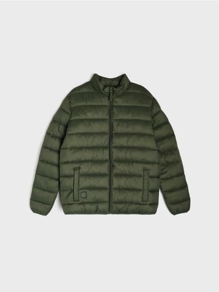 Pikowana kurtka puffer ze stójką - zielony. Zielone kurtki Sinsay, l, bez wzorów, bez kaptura. Za 69.99 zł.