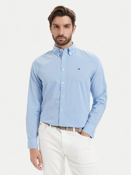 Tommy Hilfiger Koszula Poplin MW0MW43319 Niebieski Regular Fit. Niebieskie koszule Tommy Hilfiger, m, bez wzorów, z bawełny, bez kołnierzyka, bez ramiączek. Za 329.99 zł.