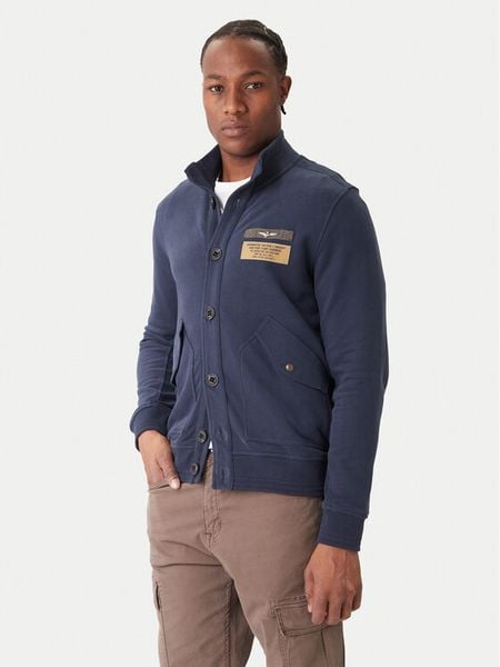 Aeronautica Militare Bluza 252FE2072UF00669 Granatowy Regular Fit. Niebieskie bluzy Aeronautica Militare, m, bez wzorów, z bawełny, bez kaptura. Za 759.00 zł.