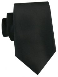 Krawat Męski -Angelo di Monti- 7 cm, Jednokolorowy, Satynowy - Czarny. Czarne krawaty i muchy Angelo di Monti, bez wzorów, z satyny. Za 49.99 zł.