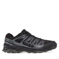 Trekkingi Salomon. Czarne buty trekkingowe Salomon, bez wzorów, bez zapięcia. Za 449.99 zł.
