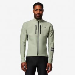 Kurtka zimowa na rower szosowy męska Van Rysel EDR. Czarne kurtki VAN RYSEL, na zimę, l, bez wzorów, z materiału, bez kaptura. Za 349.99 zł.