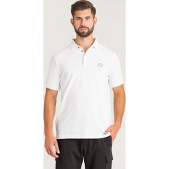 POLO ARMANI EXCHANGE. Białe koszulki polo sportowe Armani Exchange, l, bez wzorów, z bawełny, bez kołnierzyka, bez ramiączek. Za 259.00 zł.