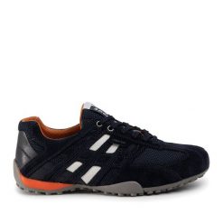 Półbuty Geox. Niebieskie eleganckie półbuty Geox, bez wzorów, bez obcasa, bez zapięcia. Za 339.99 zł.