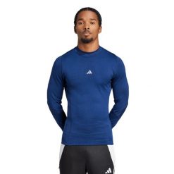 Koszulka z długim rękawem adidas Techfit Cold.rdy. Niebieskie bielizna termoaktywna Adidas, l, bez wzorów, z materiału, bez ramiączek, na fitness i siłownię. Za 222.80 zł.