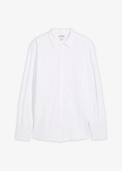 Koszula z długim rękawem, z bawełnianej piki z dużą zawartością stretchu, slim fit. Białe koszule bonprix, m, bez wzorów, z bawełny, bez kołnierzyka, bez ramiączek. Za 127.99 zł.