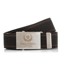 Pasek parciany PAOLO PERUZZI PW-04-115 CM czarny z brązowym przeszyciem. Brązowe paski Paolo Peruzzi, bez wzorów, z materiału. Za 34.99 zł.