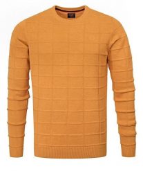 Męski Sweter Pako Jeans - Tłoczona Struktura Materiału - Musztardowy. Żółte swetry rozpinane Pako Jeans, l, bez wzorów, z bawełny, bez kołnierzyka, bez ramiączek. Za 169.00 zł.