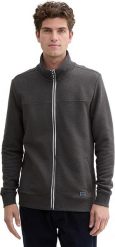 Męska Bluza Tom Tailor Sweat Jacket Cutline Dark Grey Melange 1021269 11086. Szare bluzy Tom Tailor, m, bez wzorów, bez kaptura. Za 129.99 zł.