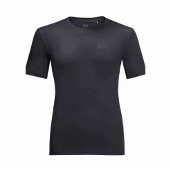 Koszulka sportowa męska Jack Wolfskin 18070726000. Czarne t-shirty sportowe Jack Wolfskin, bez wzorów, z poliesteru, bez ramiączek, trekkingowe. Za 236.00 zł.
