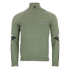 Sweter z kołnierzem 1/2 zip Peak Mountain Ciao. Zielone golfy Peak Mountain, bez wzorów, bez ramiączek. W wyprzedaży za 286.50 zł.