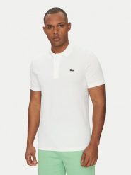 Lacoste Polo DH5522 Biały Regular Fit. Białe koszulki polo LACOSTE, m, bez wzorów, z bawełny, bez kołnierzyka, bez ramiączek. Za 249.99 zł.