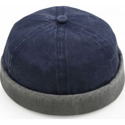 Czapka Dokerka, Granatowa, Szara Wiosenno-Letnia, Jesienna, Hipsterska. Niebieskie czapki zimowe Pako Jeans, bez wzorów, z bawełny. Za 49.00 zł.