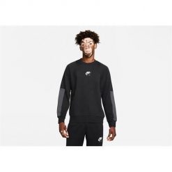 Bluza sportowa męska Nike Air Nsw Brushed-back Fleece. Czarne bluzy bez kaptura Nike, m, bez wzorów, bez kaptura. Za 395.00 zł.