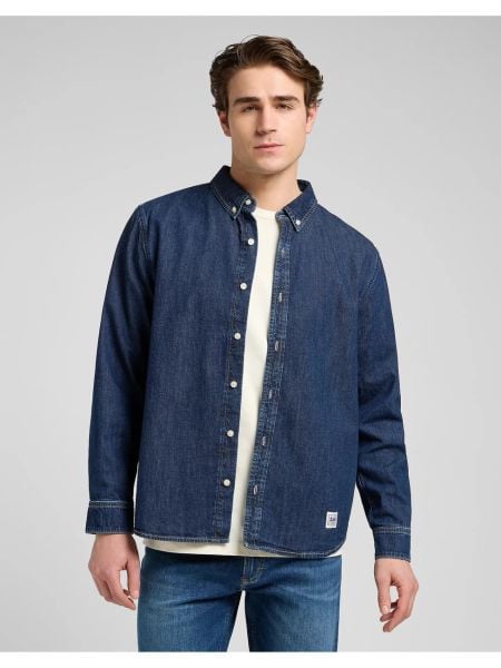 MESKA KOSZULA JEANSOWA LEE NO POCKET BUTTON DOWN BLUE RIDGE 112370477. Niebieskie koszule Lee, l, bez wzorów, z jeansu, bez kołnierzyka, bez ramiączek. Za 169.99 zł.