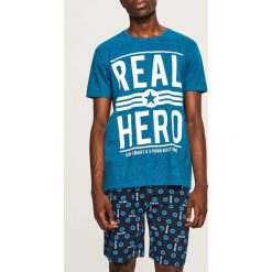Piżama z szortami Real Hero - Turkusowy. Niebieskie piżamy marki Reserved. Za 69.99 zł.