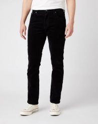 MĘSKIE SPODNIE SZTRUKSOWE WRANGLER TEXAS SLIM BLACK W12SEC100 112141146. Czarne spodnie materiałowe Wrangler, na co dzień, na jesień, l, z aplikacjami, z bawełny, długie. Za 199.99 zł.