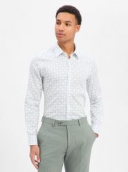 JOOP! Koszula męska - Pierce Mężczyźni Slim Fit Bawełna biały|zielony wzorzysty, 41. Białe koszule JOOP!, m, bez wzorów, z bawełny, bez kołnierzyka, bez ramiączek. Za 629.95 zł.