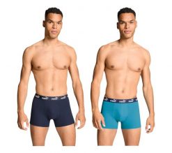Bokserki majtki męskie Puma 2-Pack. Niebieskie bokserki Puma, l, bez wzorów, z bawełny. Za 59.00 zł.