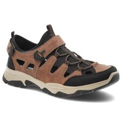 Brązowe Sandały Rieker Eleganckie Obuwie Męskie. Brązowe sandały Rieker, z materiału, bez zapięcia. Za 399.00 zł.