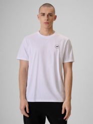 4F T-shirt relaxed z nadrukiem męski - biały M. Białe t-shirty 4F, m, bez wzorów, z bawełny, bez kołnierzyka, bez ramiączek. Za 79.99 zł.