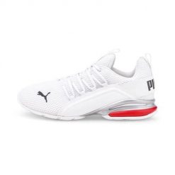 Buty do chodzenia męskie Puma Axelion Ls. Białe buty sportowe casual Puma, bez wzorów, z materiału, bez zapięcia. Za 213.99 zł.