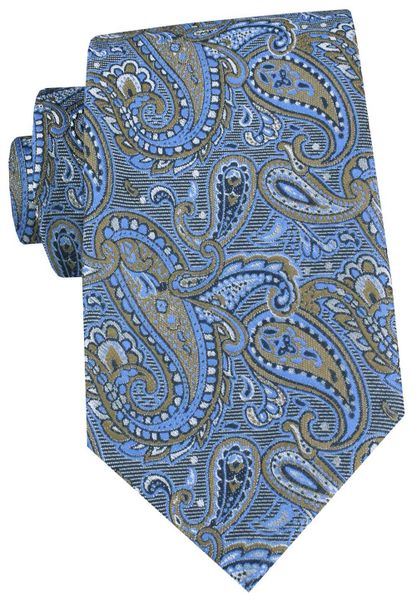 Męski Krawat - Chattier - Odcienie Niebieskiego, Wzór Paisley. Niebieskie krawaty i muchy Chattier, bez wzorów, z tkaniny. Za 55.00 zł.