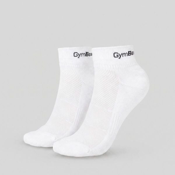 Skarpetki unisex fitness przewiewne Quarter. Białe skarpety GYMBEAM, bez wzorów, z bawełny. Za 34.90 zł.