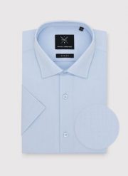 PAKO LORENTE - Niebieska bawełniana koszula męska z krótkim rękawem. Niebieskie koszule Pako Lorente, na wiosnę, m, bez wzorów, z bawełny, bez kołnierzyka, bez ramiączek. Za 249.99 zł.