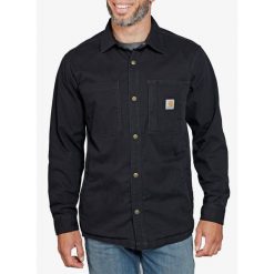 Koszula turystyczna męska Carhartt Fleece Lined Snap Front Shirt Jac. Czarne koszule Carhartt, m, bez wzorów, bez kołnierzyka, bez ramiączek. Za 455.99 zł.