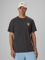 4F T-shirt regular z nadrukiem męski - szary XXL. Szare t-shirty 4F, m, bez wzorów, z bawełny, bez kołnierzyka, bez ramiączek. Za 59.99 zł.